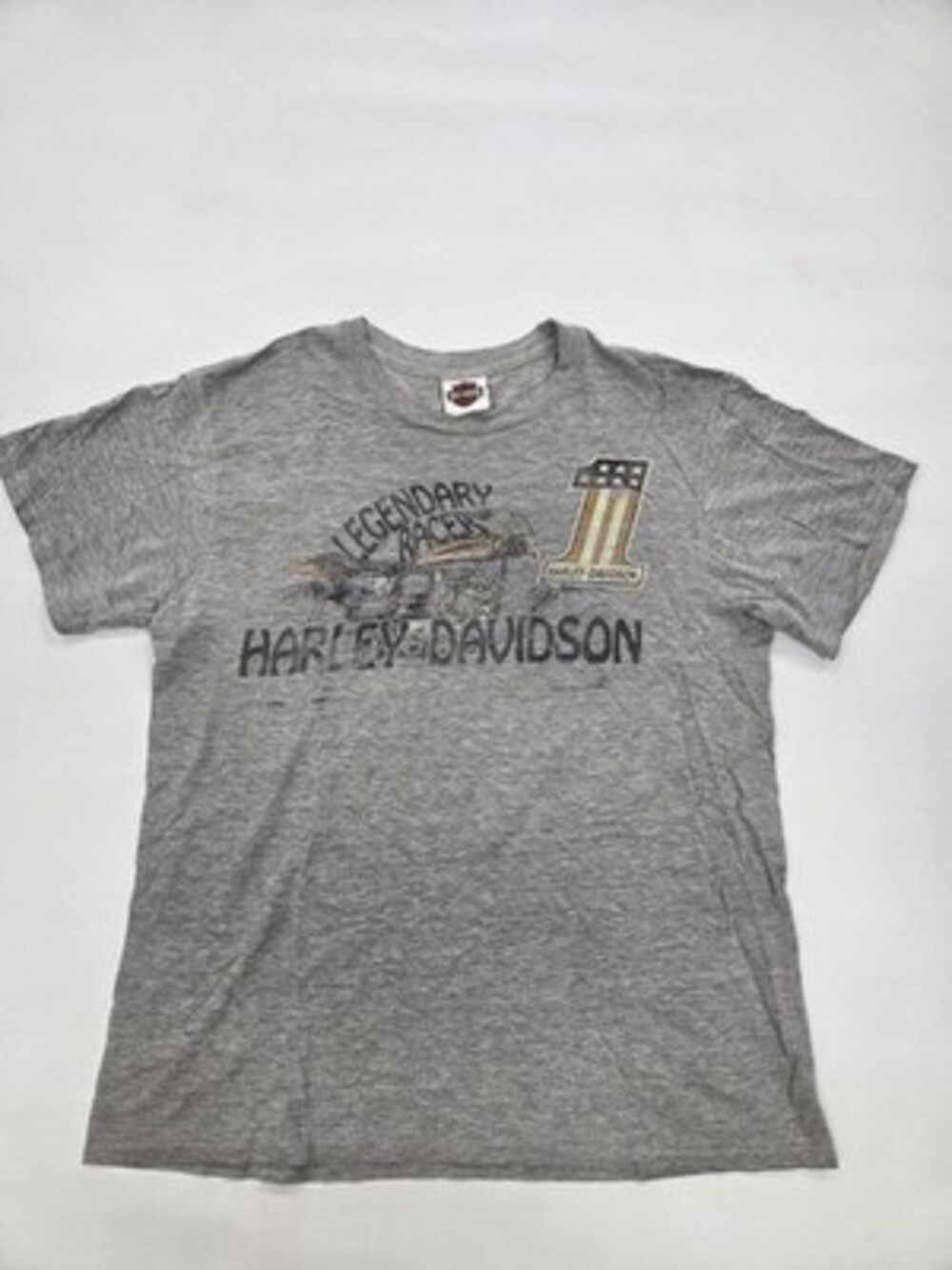 Vintage Y2K Harley-Davidson T-Shirt THRASHED Mens M/L Gray TN Mountains Short L